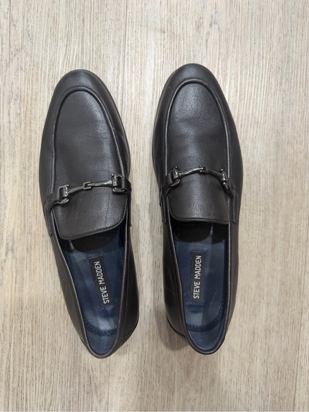 Steve Madden Men's Black Leather Bit Slip-On Loafers